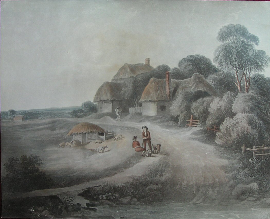 Aquatint - A Cottage in the New Forest near Lymington Hampshire - Jukes